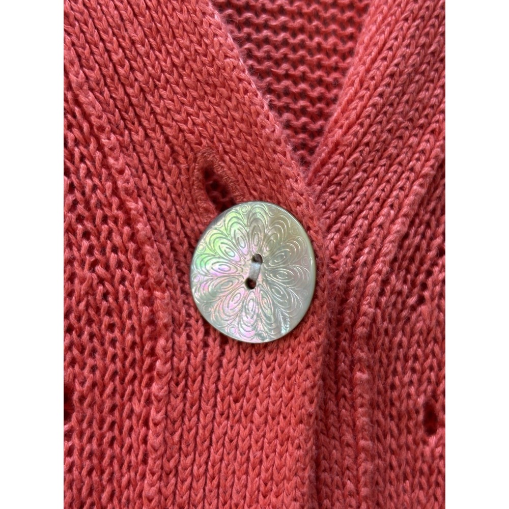 J Jill Love Linen Sweater Womens Small Coral Pink Orange Cardigan Lightweight - Picture 4 of 8